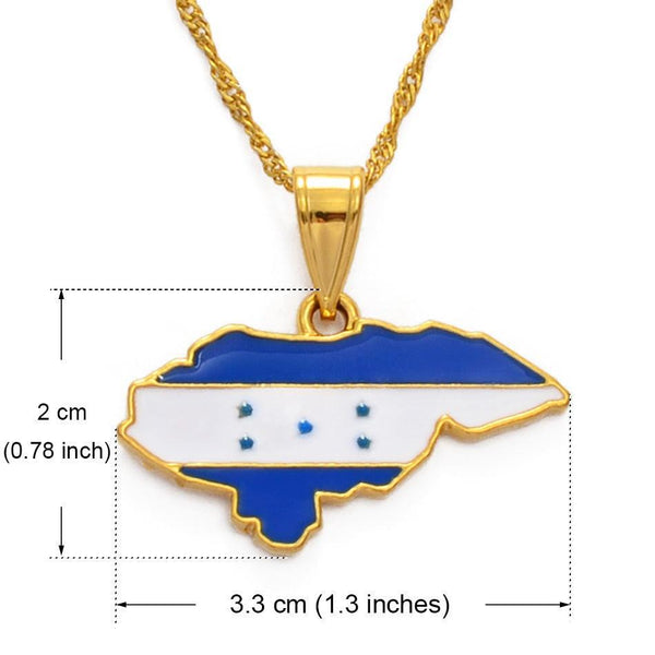 Honduras Flag Map Necklace