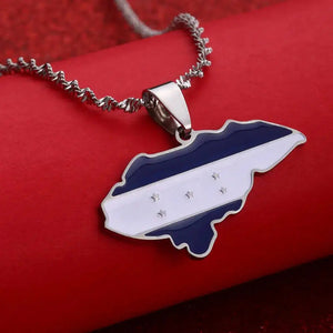 Honduras Flag Map Necklace