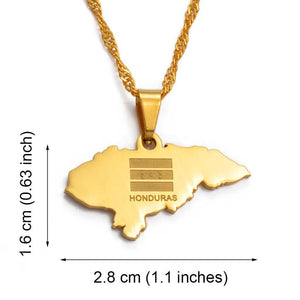 Honduras Flag Map Necklace