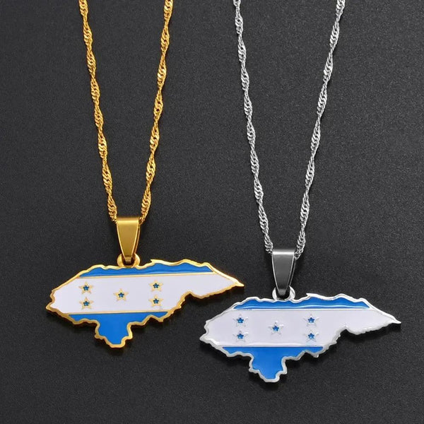 Honduras Flag Map Necklace