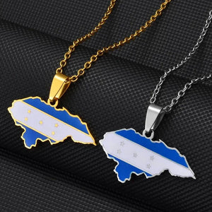 Honduras Flag Map Necklace