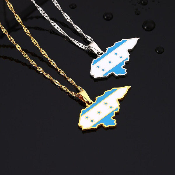 Honduras Flag Map Necklace