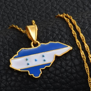 Honduras Flag Map Necklace