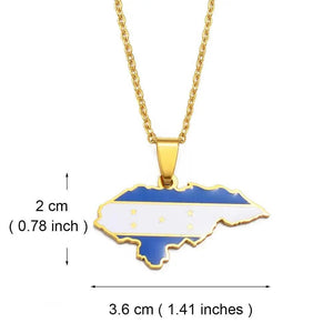 Honduras Flag Map Necklace