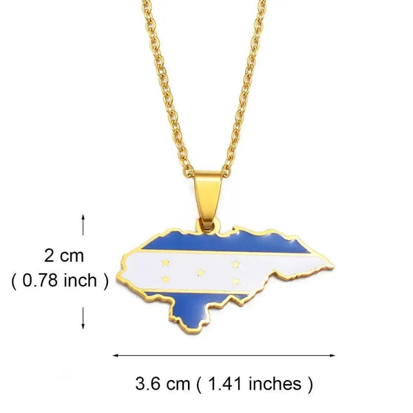 Honduras Flag Map Necklace