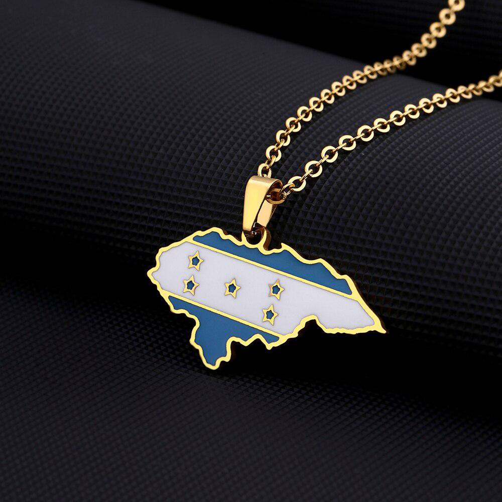 Honduras Flag Map Necklace