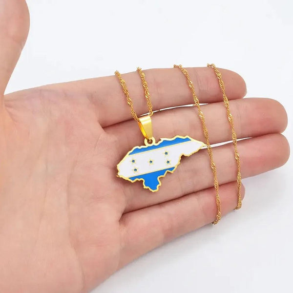 Honduras Flag Map Necklace