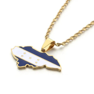 Honduras Flag Map Necklace