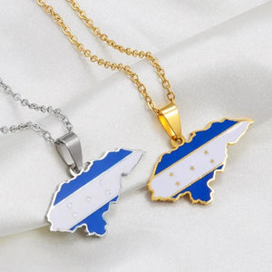 Honduras Flag Map Necklace