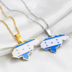 Honduras Flag Map Necklace