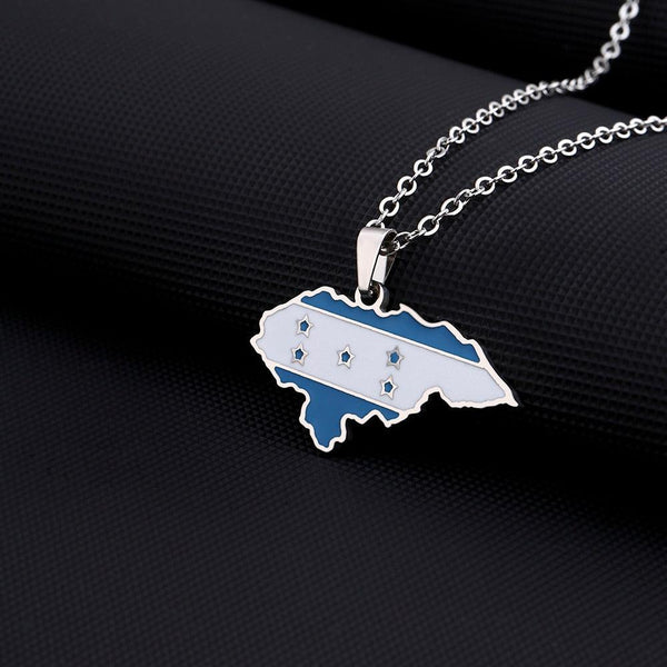 Honduras Flag Map Necklace