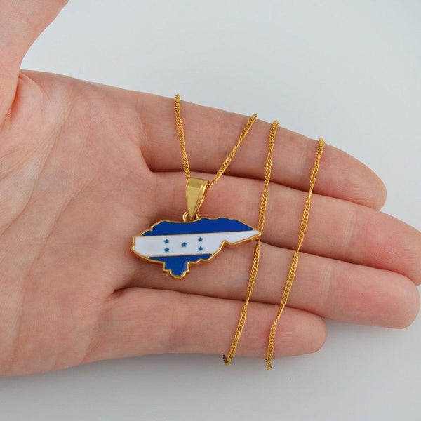 Honduras Flag Map Necklace