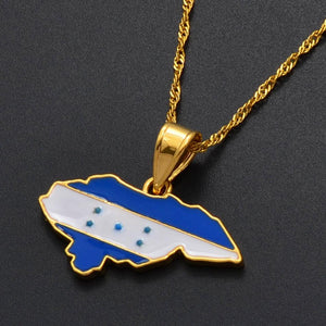 Honduras Flag Map Necklace