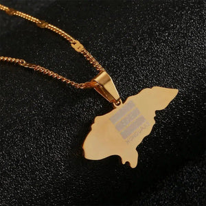 Honduras Flag Map Necklace