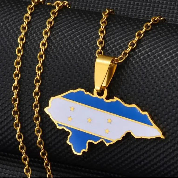 Honduras Flag Map Necklace