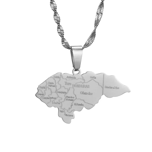 Honduras Flag Map Necklace