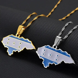 Honduras Flag Map Necklace