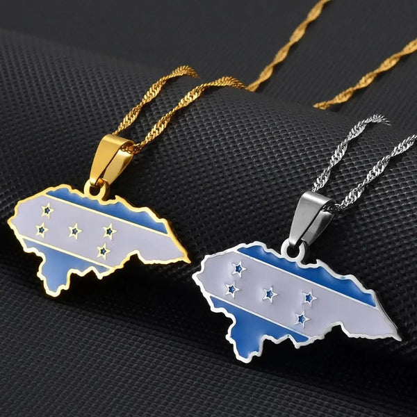 Honduras Flag Map Necklace
