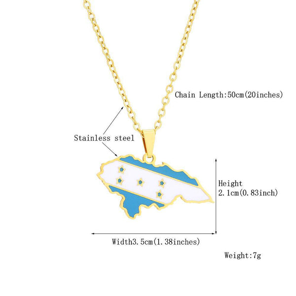 Honduras Flag Map Necklace