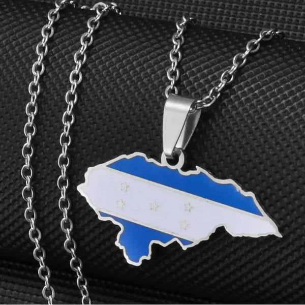 Honduras Flag Map Necklace