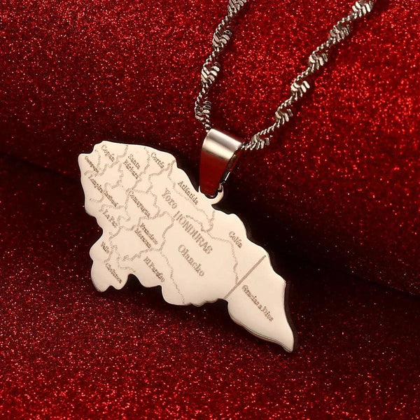 Honduras Flag Map Necklace