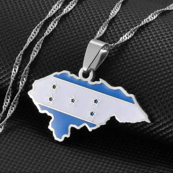Honduras Flag Map Necklace