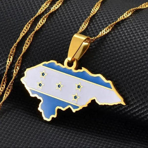 Honduras Flag Map Necklace
