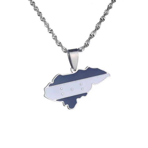 Honduras Flag Map Necklace