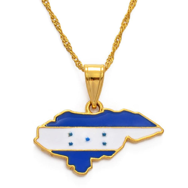 Honduras Flag Map Necklace