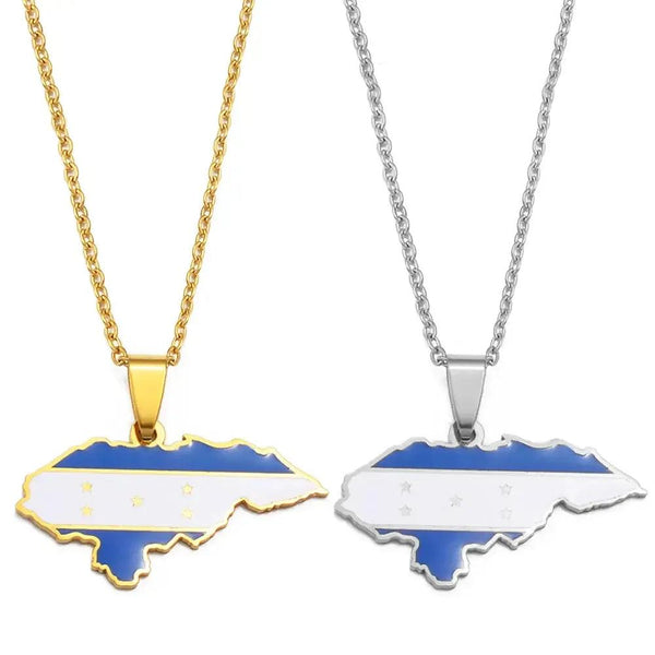 Honduras Flag Map Necklace