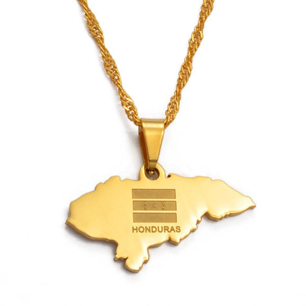 Honduras Flag Map Necklace