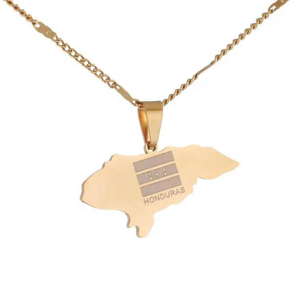 Honduras Flag Map Necklace