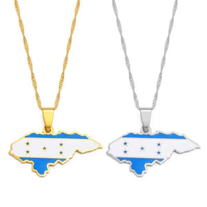 Honduras Flag Map Necklace