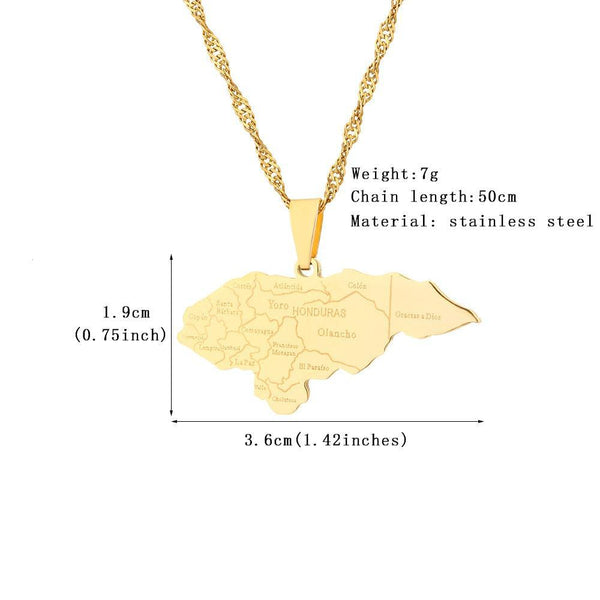 Honduras Map Necklace