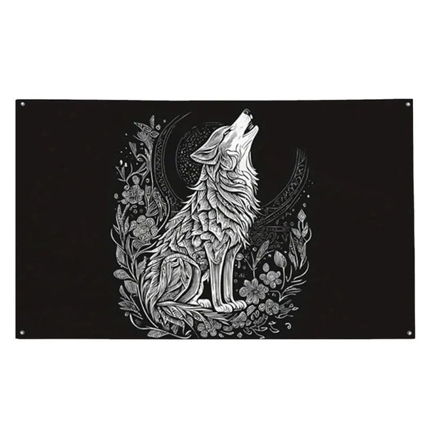 Howling Wolf Flag - 90x150cm(3x5ft) - 60x90cm(2x3ft)