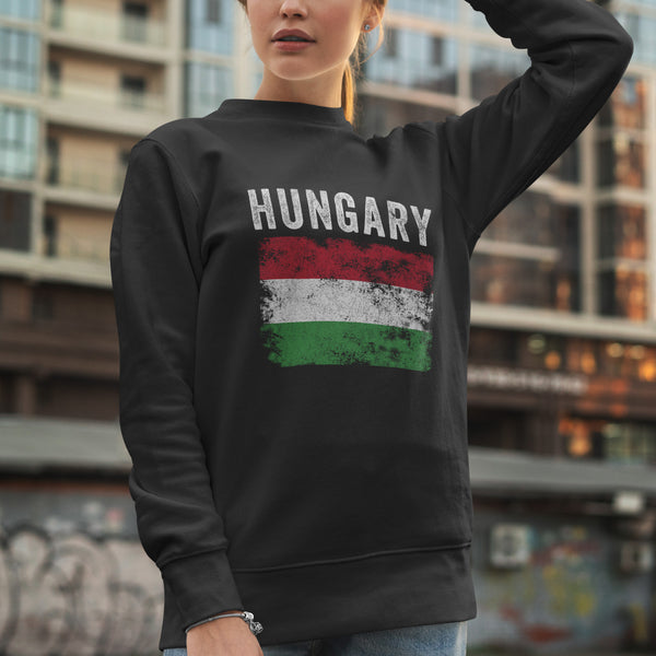 Hungary Flag Distressed - Hungarian Flag Sweatshirt