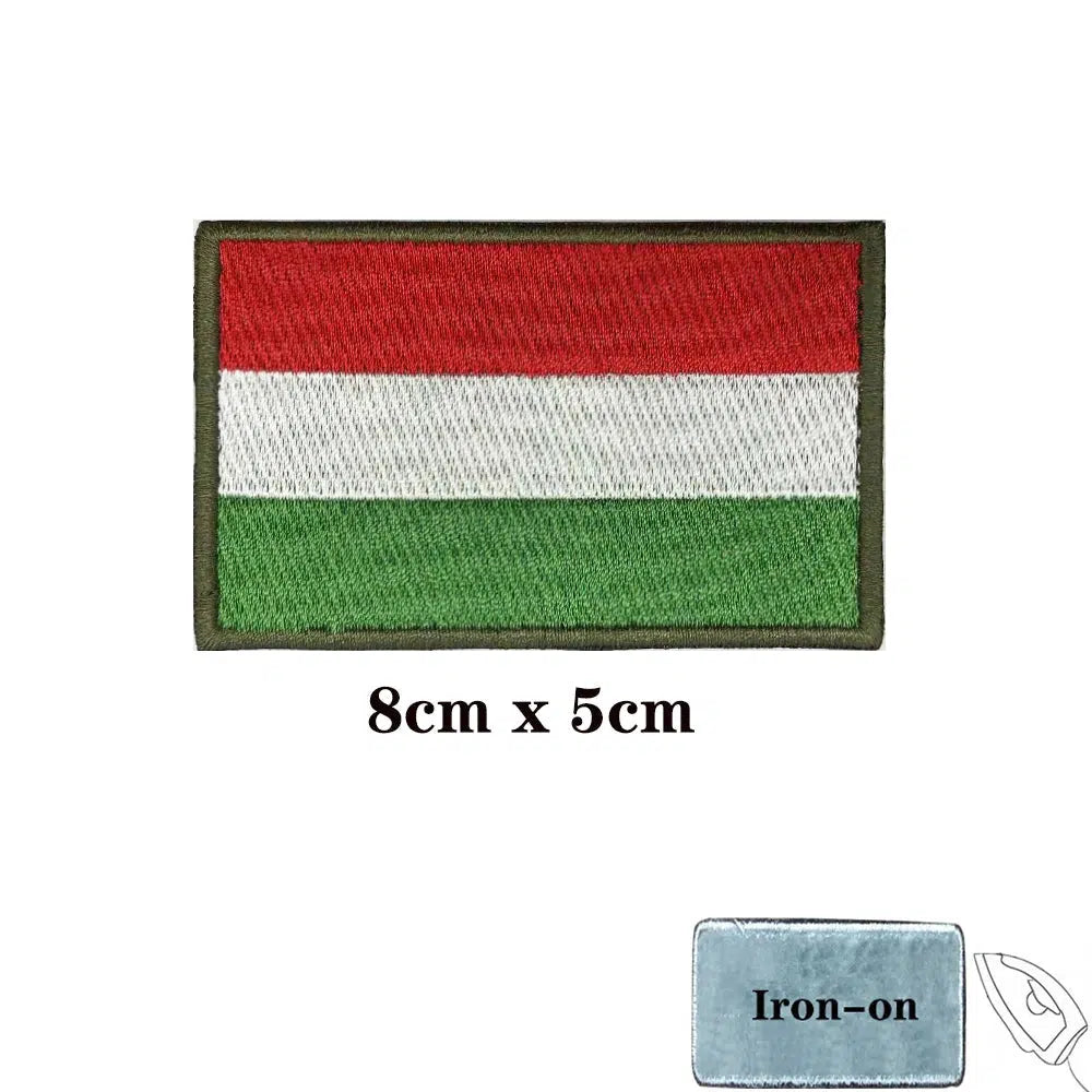 Hungary Flag Patch - Iron On/Hook & Loop Patch