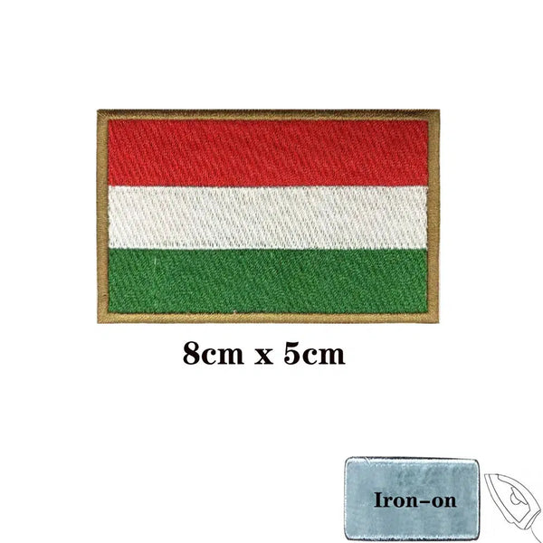 Hungary Flag Patch - Iron On/Hook & Loop Patch