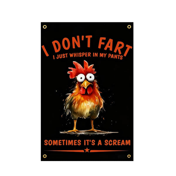 I Don't Fart Chicken Flag - 90x150cm(3x5ft) - 60x90cm(2x3ft)
