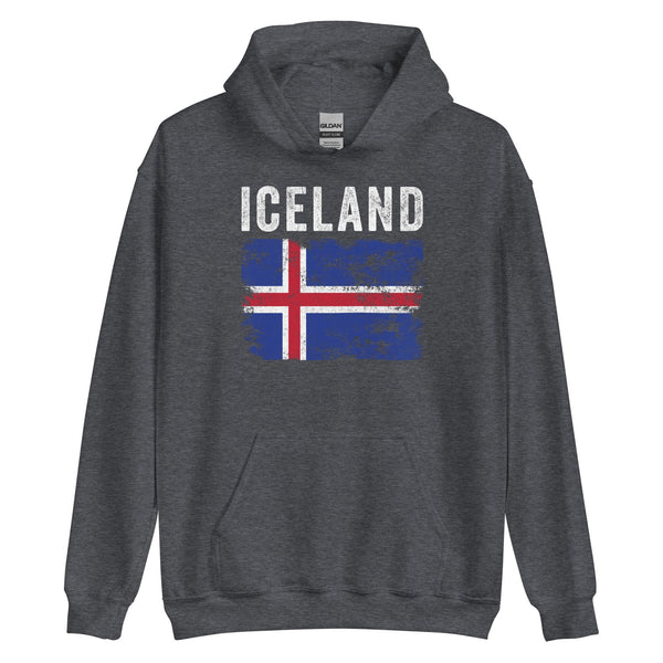 Iceland Flag Distressed - Icelandic Flag Hoodie