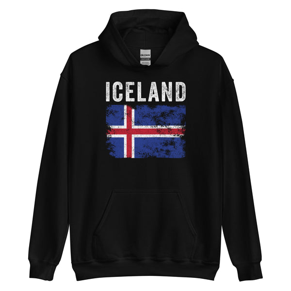 Iceland Flag Distressed - Icelandic Flag Hoodie