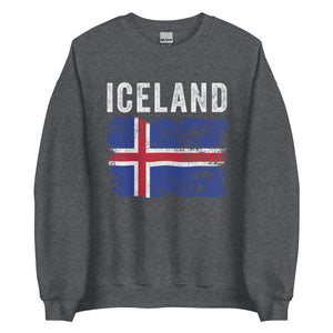 Iceland Flag Distressed - Icelandic Flag Sweatshirt