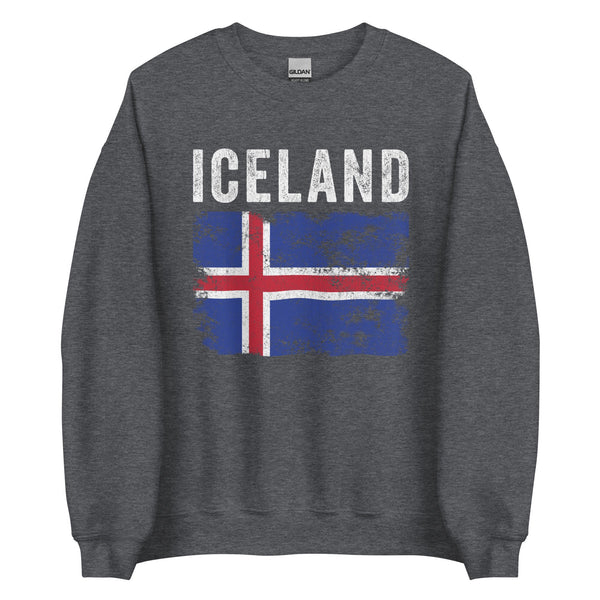 Iceland Flag Distressed - Icelandic Flag Sweatshirt