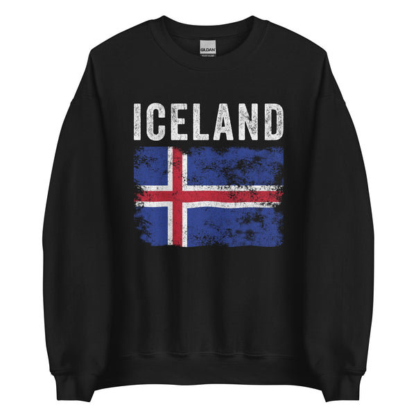 Iceland Flag Distressed - Icelandic Flag Sweatshirt