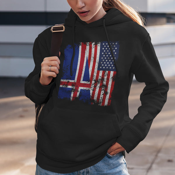 Iceland USA Flag - Half American Hoodie