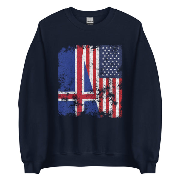 Iceland USA Flag - Half American Sweatshirt