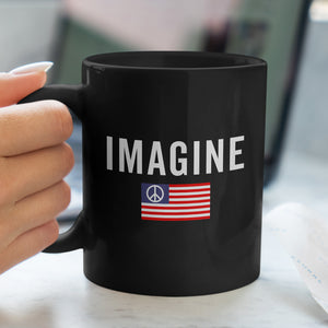 Imagine USA Peace Sign Flag Mug