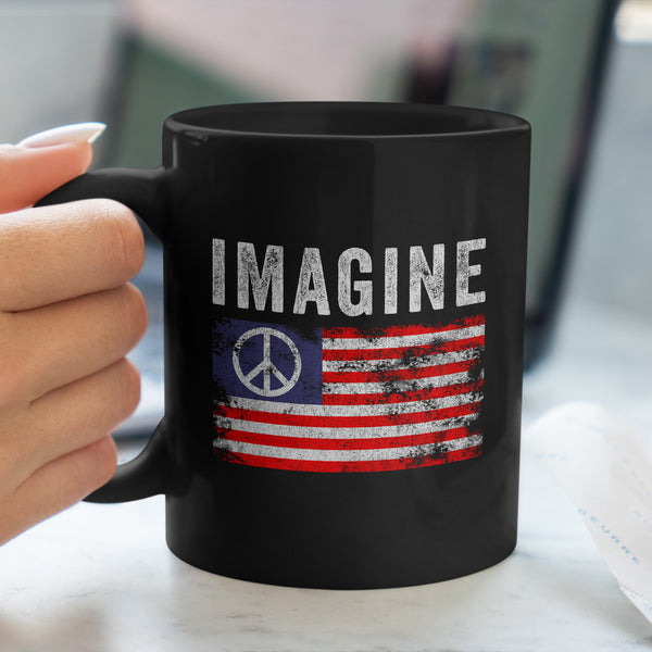 Imagine USA Peace Sign Flag Mug