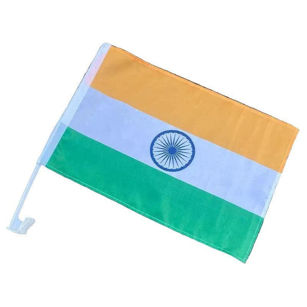 India Car Flag with Window Clip and Pole - Flag for Car Window