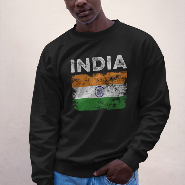 India Flag Distressed - Indian Flag Sweatshirt